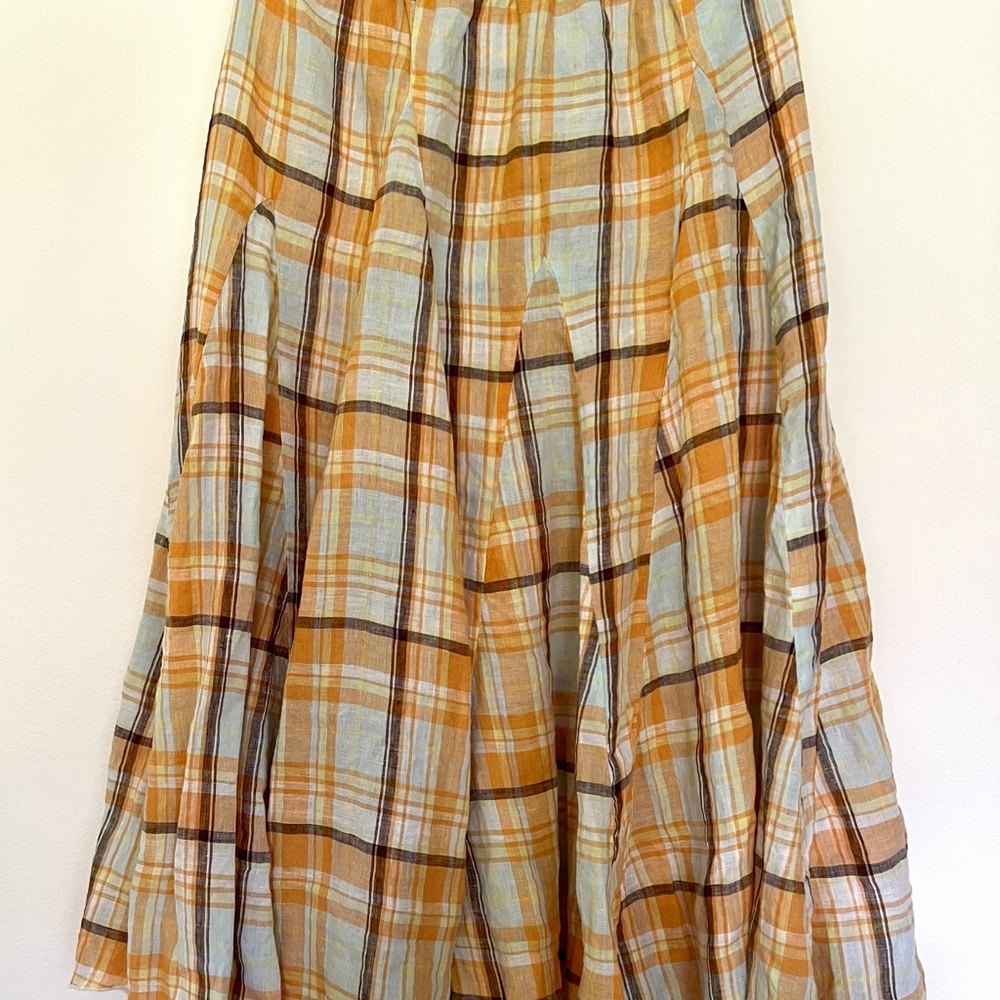 CP Shades Fanny Plaid Skirt in Orange, white, blue, brown